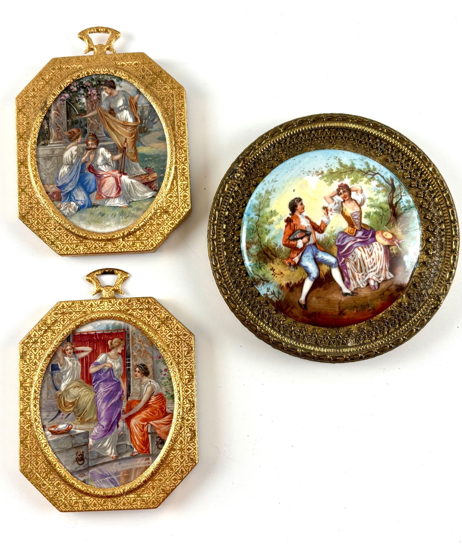 Two Porceltile Miniature Plaques and One Porcelain Plaque with Brass Frame (1 of 11)
