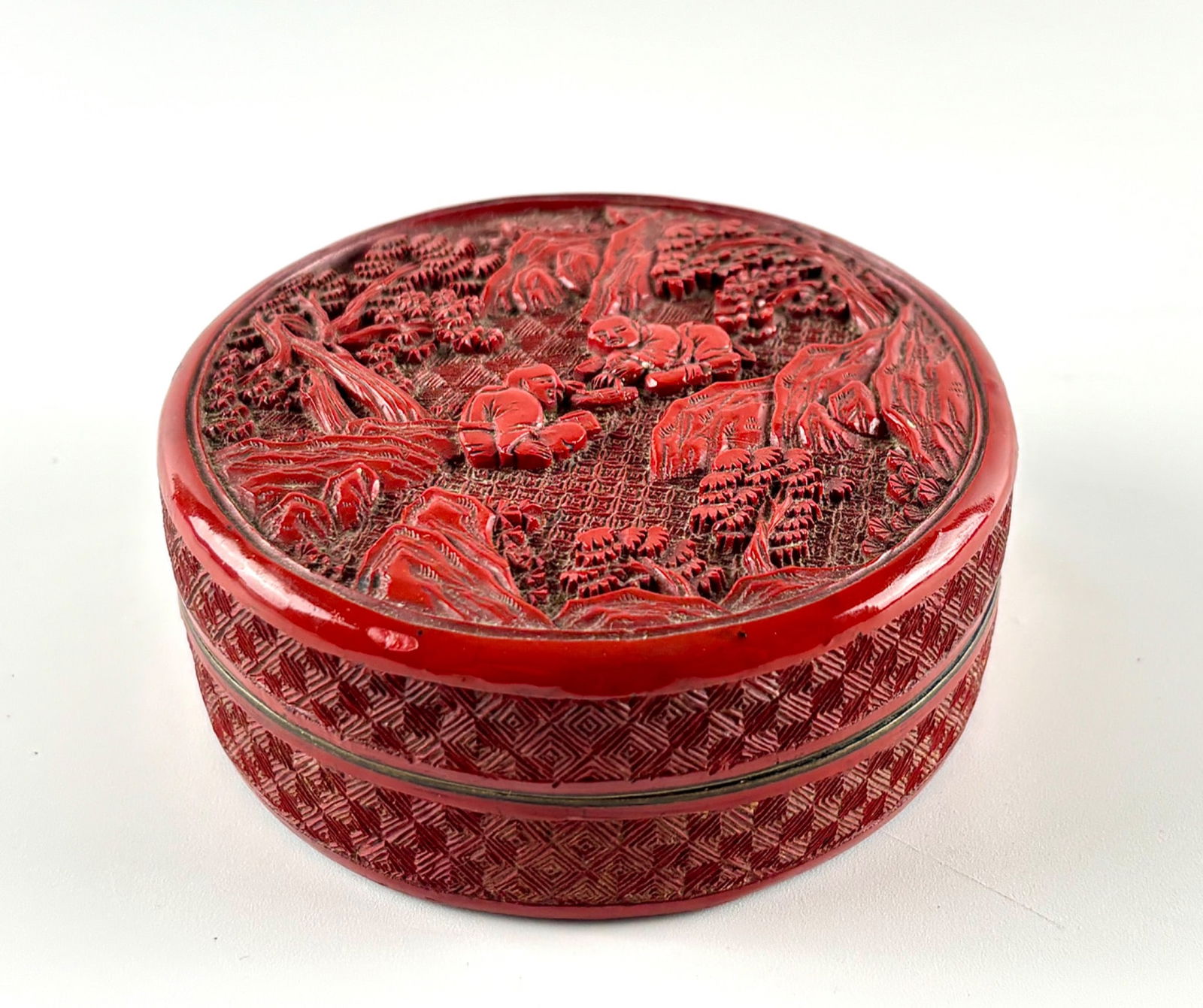 Antique 19th Century Chinese Cinnabar Lacquer Round Box  (1 of 10)