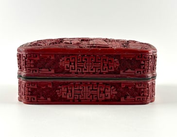 Antique 19th Century Chinese Cinnabar Lacquer Box 