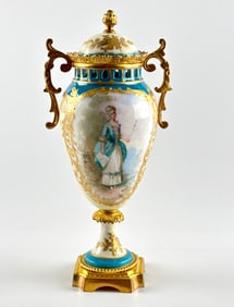 Late 19th Century Sevres Style Porcelain and Ormolu Mounted Urn, France