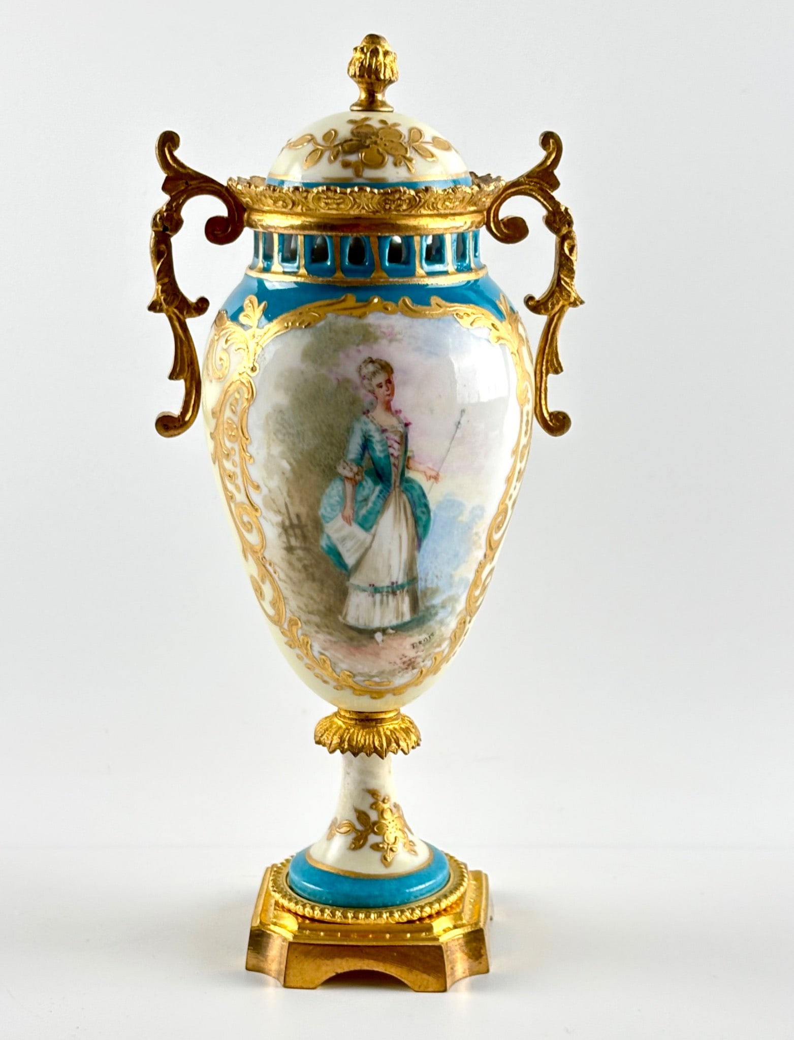 Late 19th Century Sevres Style Porcelain and Ormolu Mounted Urn, France (1 of 11)