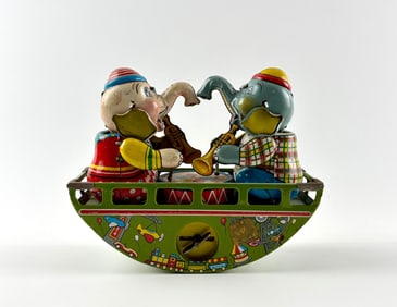  Japanese Tin Litho Wind-Up Toy, ‘Toyland See-Saw’ by MS Fine Toys