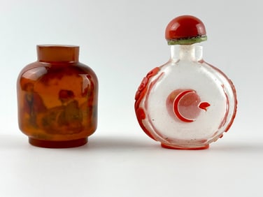 Chinese Snuff Bottles: Inside-Painted Amber Glass and Peking Glass