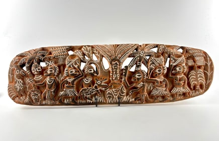 Hand-Carved Wooden Storyboard from Kambot Village, Papua New Guinea