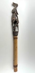 Papua New Guinea Hand-Carved Bamboo Flute with Animal and Tribal Motifs