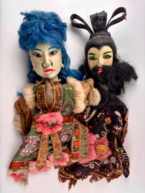 Two Traditional Chinese Opera Hand Puppets (Signed)