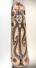 Papua New Guinea Sepik Bark Painting with Anthropomorphic Design
