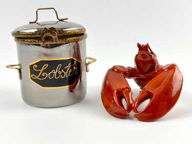 Limoges Peint Main Hinged Lobster Box