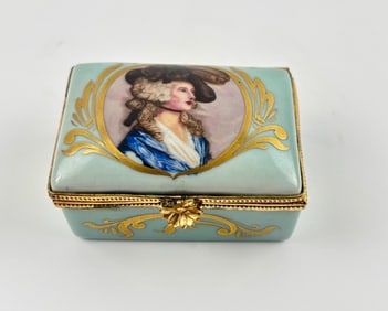 Limoges Portrait Porcelain Trinket Box