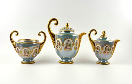 Royal Vienna Porcelain Tea Set with Hand-Painted Portraits