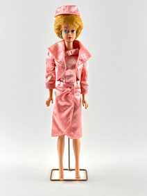 1958 Mattel Blonde Bubble-Cut Barbie Doll in Pink Polka-Dot Outfit