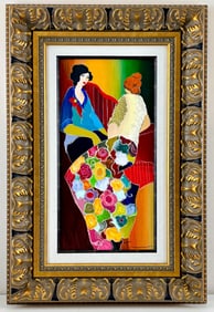 ‘Confiding’ Itzchak Tarkay Hand Embellished Serigraph on Canvas