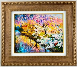Wall Daniel Limited Edition ‘Cherry Blossom’ Embellished Giclee on Canvas