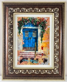 James Coleman ‘Blue Door’ Mixed Media Acrylic on Canvas COA