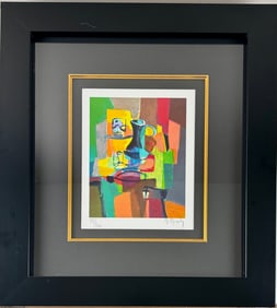 Framed Lithograph 'Le Grande Pichet Vert" by Mouly Marcel, Numbered and Signed COA