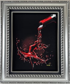 Framed Michael Godard ‘Red Wine Dance’ Embellished Giclee on Canvas