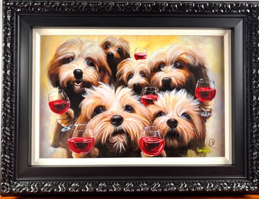 Michael Godard ‘Let’s Puppy Toast’ Giclée on Canvas, COA