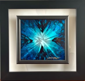 “Mini Burst Blue' by Chris DeRubeis, Mixed Media on Aluminum, 2015