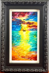 Daniel Wall ‘Vivid Ocean’ Giclee Painting with Hand Embellishment