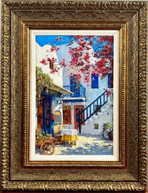 Viktor Shvaiko “Courtyard of Mykonos??  Hand Embelished Giclee, COA