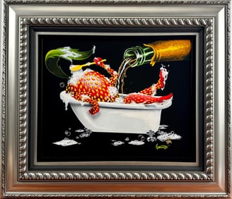 Michael Godard ‘Bubbly Bath’ Giclee on Canvas with COA