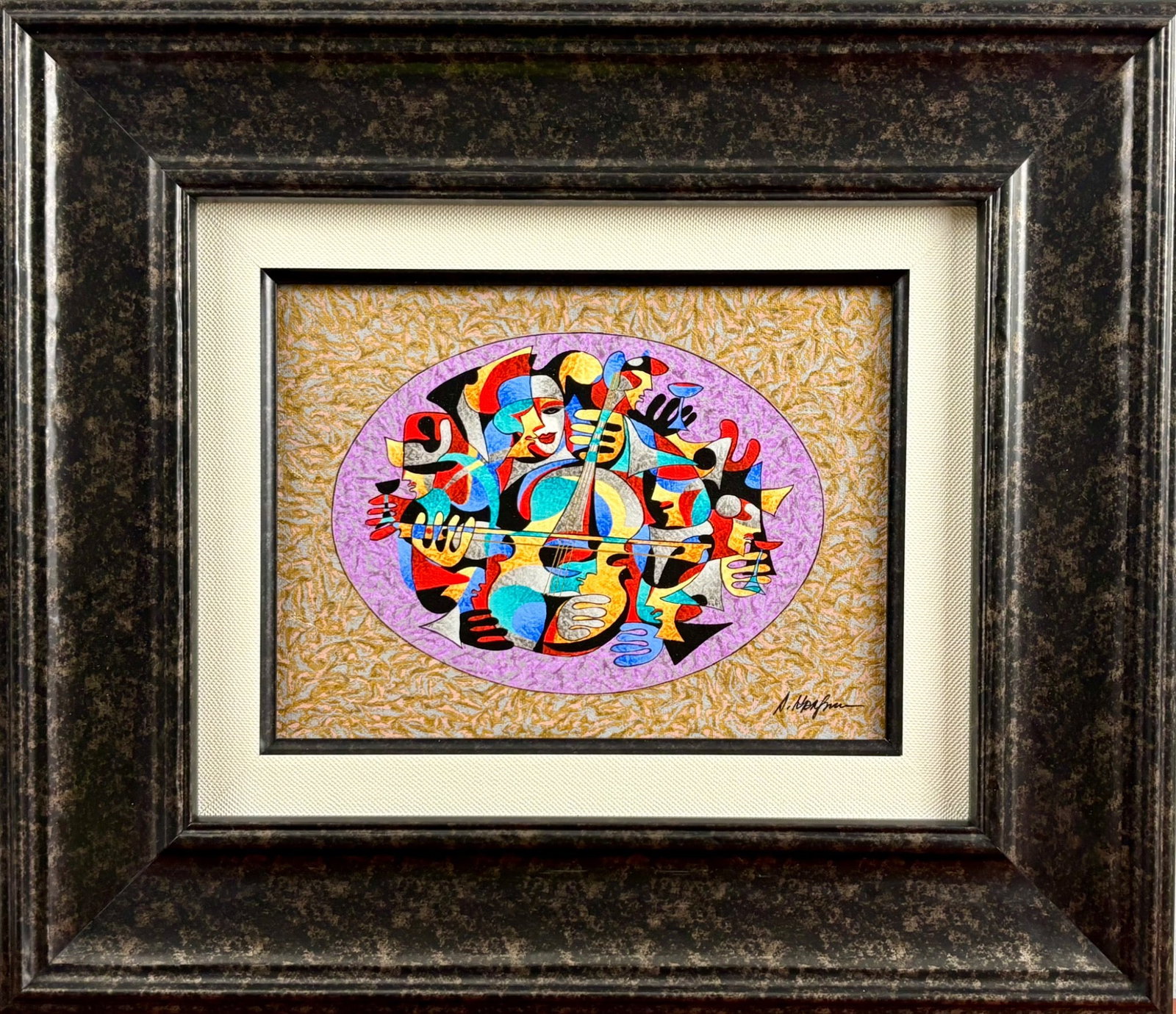 Framed Anatole Krasnyansky Serigraph, ‘Cello Recital,’ COA (1 of 11)