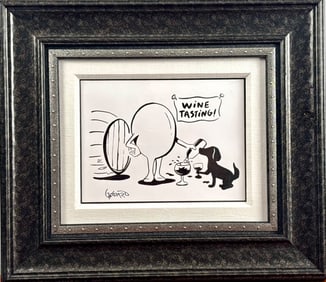 ‘Wine Tasting’ Michael Godard, Acrylic on Paper with COA