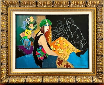 ‘The Look of Love’ Itzchak Tarkay, Ebellished Serigraph on Canvas, COA