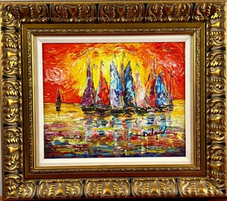 Duaiv ‘Rouge Lumiere’ Embellished Giclee on Canvas with COA