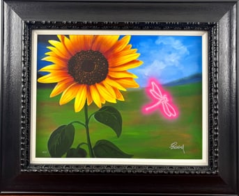 ‘Sunflower and The Dragonfly’ by Ziggy O’ Leary, Signed Giclee on Canvas