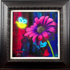 ‘Buzzin the Pink Flower’ by Ziggy O’Leary, Giclee on Canvas, COA