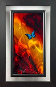 ‘Monarch of Flame’ Chris DeRubeis, Mixed Media on Aluminum, COA
