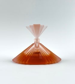 Vintage Art Deco Frosted Glass Perfume Bottle with Fan Stopper
