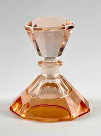 Faceted Pink Glass Perfume Bottle with Stopper
