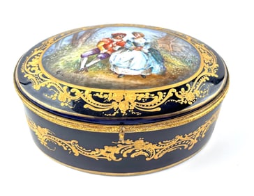 Sevres-Style Porcelain and Gilt Jewelry Box