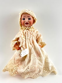 Hertel Schwab Bisque Head Baby Doll with Lace Outfit