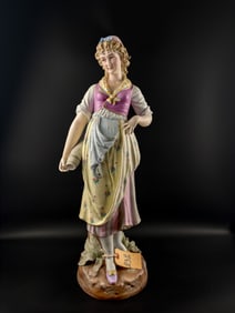 German Bisque Porcelain Figurine HC, 19th Century