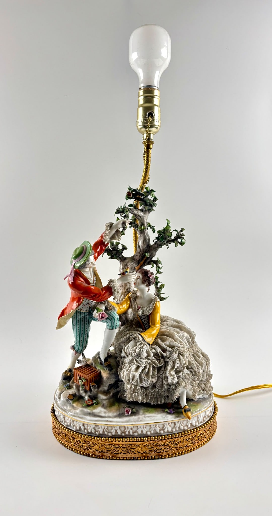Dresden Porcelain Figural Lamp With Courting Couple Design (1 of 15)