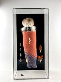 Native-Inspired Infant Effigy Shadow Box Assemblage with Decorative Elements