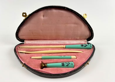 Vintage GLICO Made in Germany Bakelite Desk Set with Case