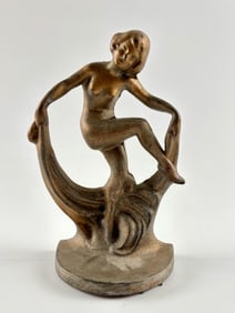 Art Nouveau Cast Bronze Female Figure Bookend