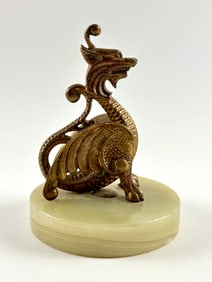 Bronze Dragon Figure on Onyx Base