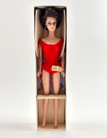 1962 Brunette Bubblecut Barbie in Original Box by Mattel