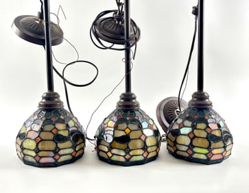 Three Stained Glass Pendant Light Fixtures