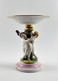 19th Century Paris Porcelain Figural Tazza with Putti Support