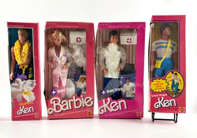 Vintage Mattel Barbie and Ken Dolls in Original Packaging