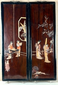 Asian Hardwood Panels with Mother of Pearl Inlay