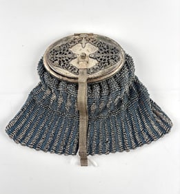 Edwardian Early Art Deco Beaded Purse with Silver-Tone Metal Frame