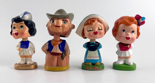 Four Vintage Composition Bobblehead Figures