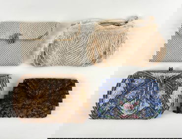 Four Beaded Evening Clutch Purses Mid 20th Century